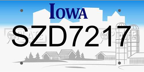 SZD7217 Iowa License Plate