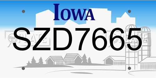 SZD7665 Iowa License Plate