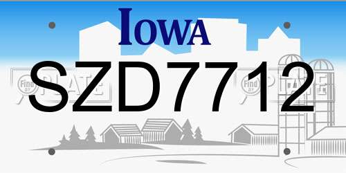 SZD7712 Iowa License Plate