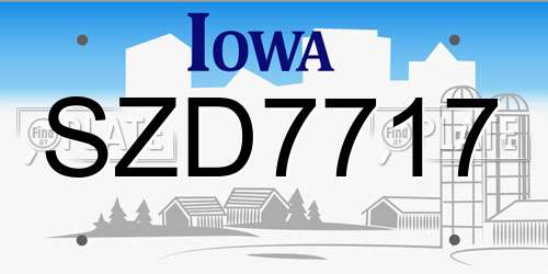 SZD7717 Iowa License Plate