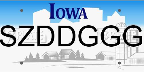 SZDDGGG Iowa License Plate