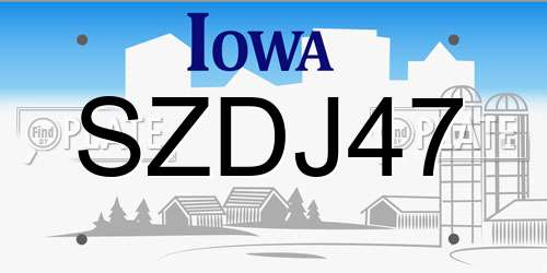 SZDJ47 Iowa License Plate