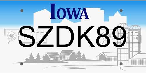 SZDK89 Iowa License Plate
