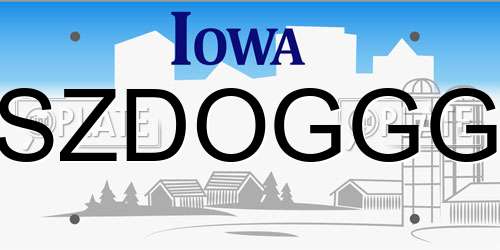 SZDOGGG Iowa License Plate
