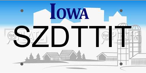 SZDTTIT Iowa License Plate