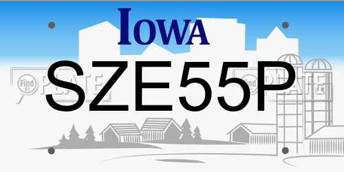 SZE55P Iowa License Plate