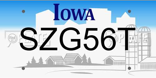 SZG56T Iowa License Plate