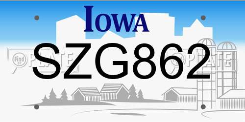SZG862 Iowa License Plate