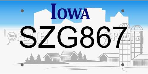 SZG867 Iowa License Plate