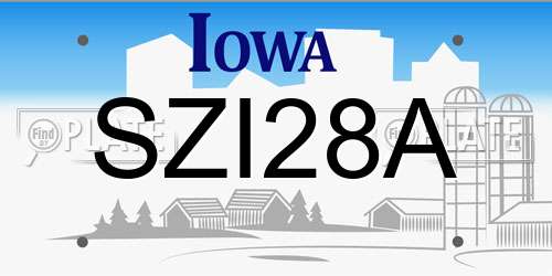 SZI28A Iowa License Plate