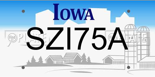 SZI75A Iowa License Plate