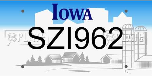 SZI962 Iowa License Plate