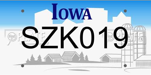 SZK019 Iowa License Plate