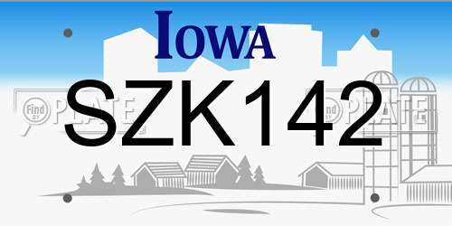 SZK142 Iowa License Plate