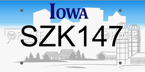 SZK147 Iowa License Plate