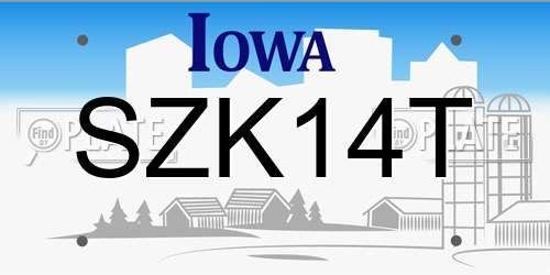 SZK14T Iowa License Plate