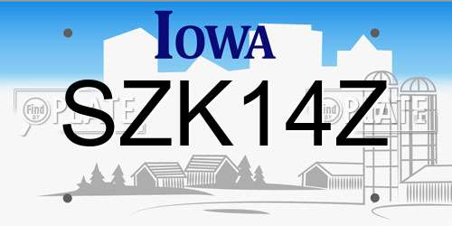 SZK14Z Iowa License Plate