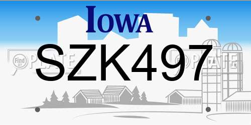 SZK497 Iowa License Plate