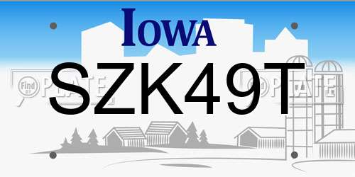SZK49T Iowa License Plate