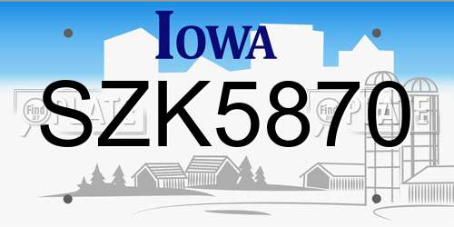 SZK5870 Iowa License Plate