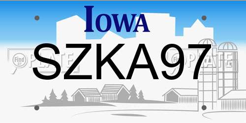 SZKA97 Iowa License Plate