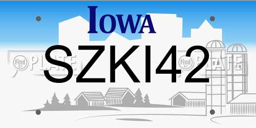 SZKI42 Iowa License Plate