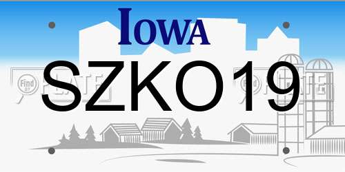 SZKO19 Iowa License Plate