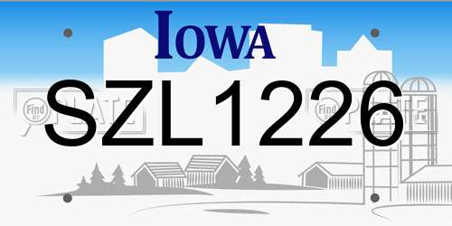 SZL1226 Iowa License Plate