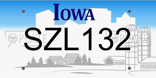 SZL132 Iowa License Plate