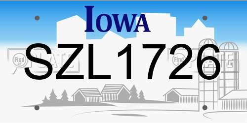 SZL1726 Iowa License Plate