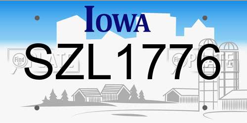 SZL1776 Iowa License Plate