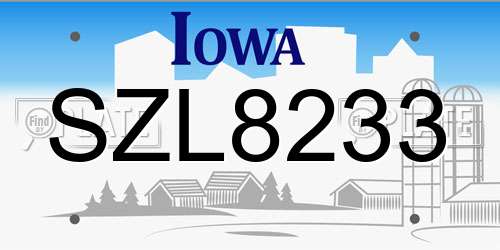 SZL8233 Iowa License Plate