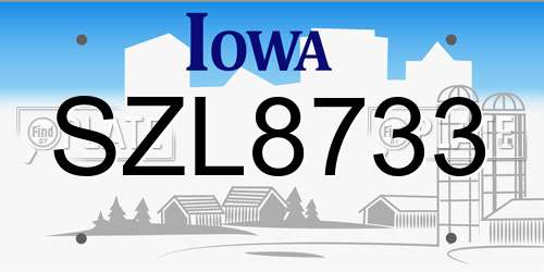 SZL8733 Iowa License Plate