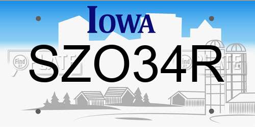 SZO34R Iowa License Plate