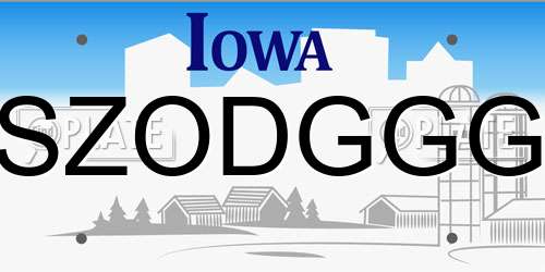SZODGGG Iowa License Plate