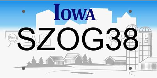 SZOG38 Iowa License Plate