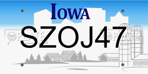 SZOJ47 Iowa License Plate
