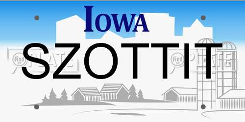 SZOTTIT Iowa License Plate