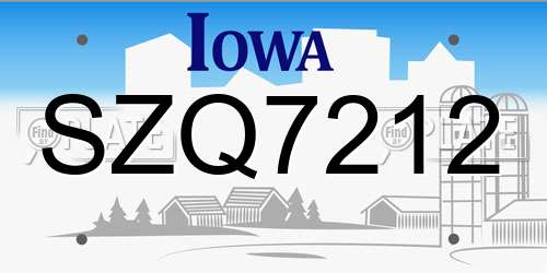 SZQ7212 Iowa License Plate
