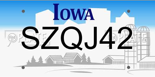 SZQJ42 Iowa License Plate