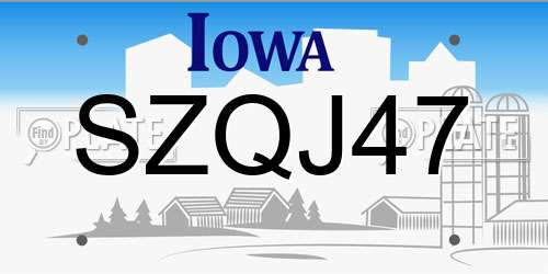 SZQJ47 Iowa License Plate