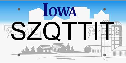 SZQTTIT Iowa License Plate
