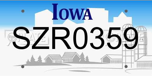 SZR0359 Iowa License Plate