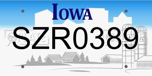SZR0389 Iowa License Plate