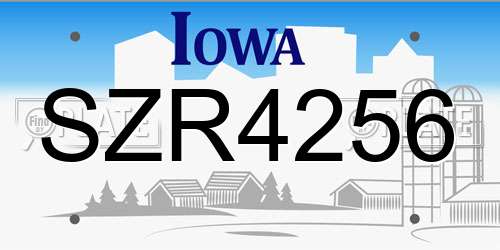 SZR4256 Iowa License Plate