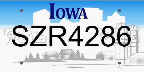 SZR4286 Iowa License Plate