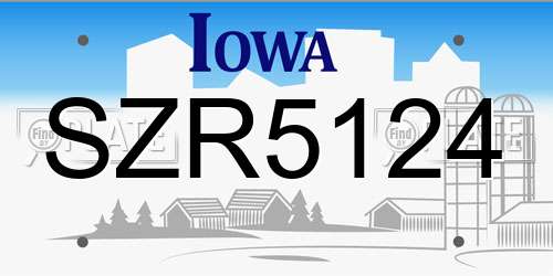 SZR5124 Iowa License Plate