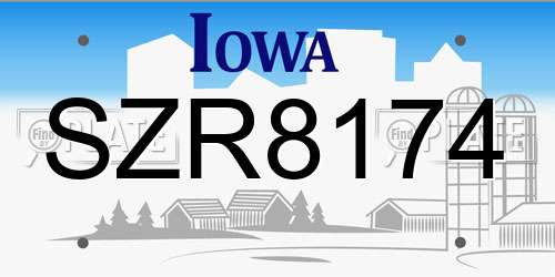 SZR8174 Iowa License Plate