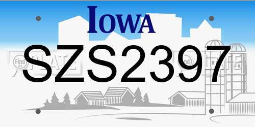 SZS2397 Iowa License Plate