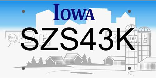 SZS43K Iowa License Plate